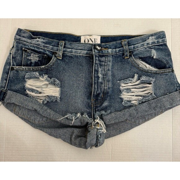 Women’s One Teaspoon Denim Jean Cut Off Shorts Size 29 Roller Bandits - Picture 1 of 7